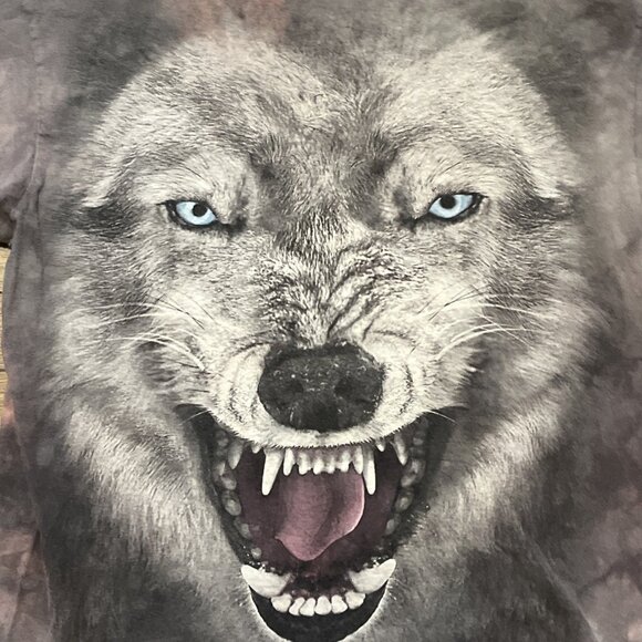 The Mountain Wolf Face Graphic T Shirt Adult SZ LARGE Gray Tie Dye Wildlife 2014 - Picture 2 of 9